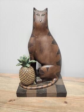 DAVID HARDEN 12" Cat Statue Figure Signed Folk Art